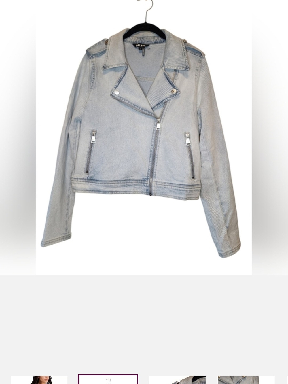 DKNY Light Wash Denim Moto Jacket